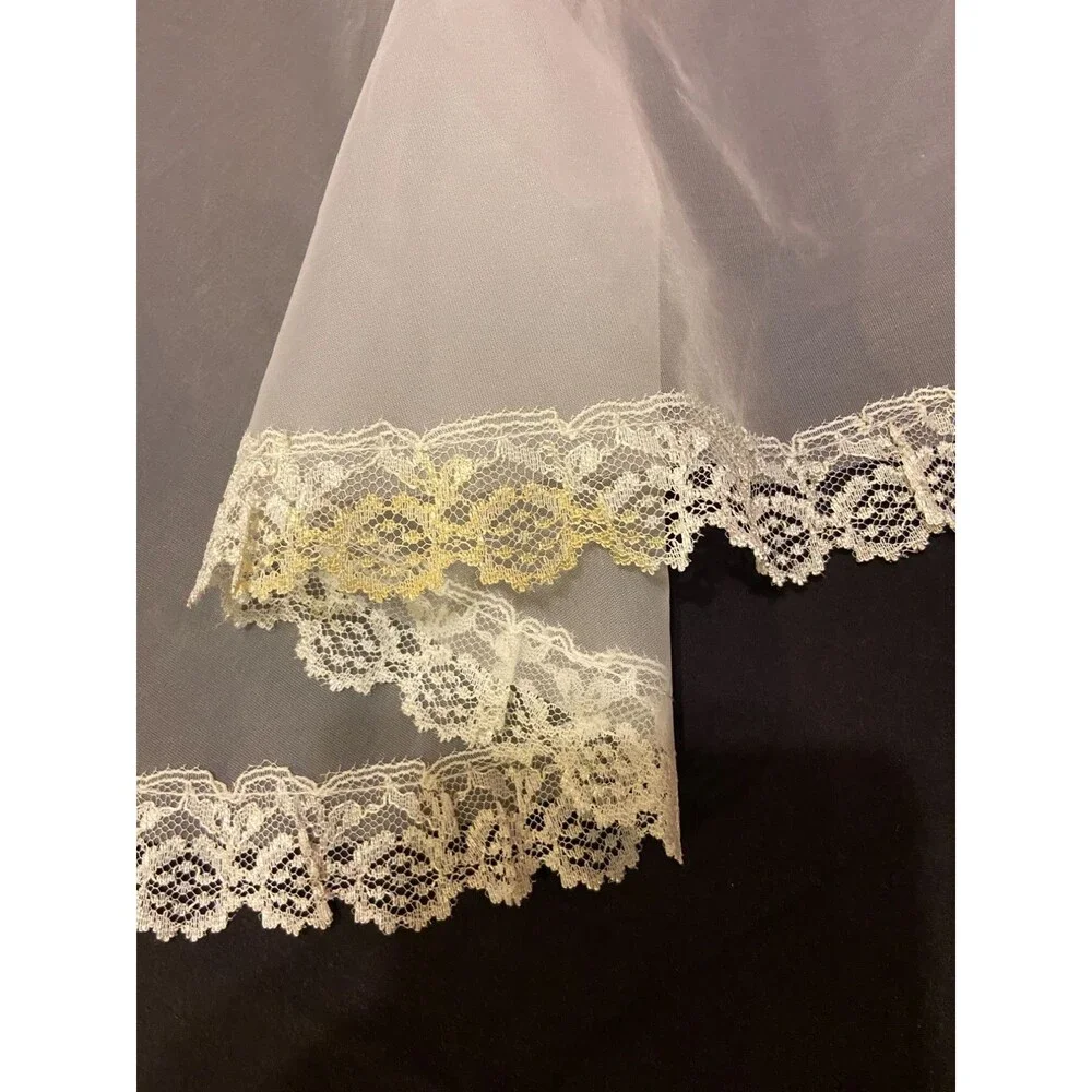 #5735 Womens Sheer Bride VTG White Lace Half Hostess Apron.